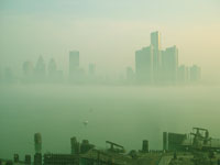 Haze over the Detroit River
